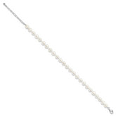 Majestik Sterling Silver Rhodium-plated 7-8mm Imitation Shell Pearl and CZ 8.5 inch Anklet with 2 inch Extender